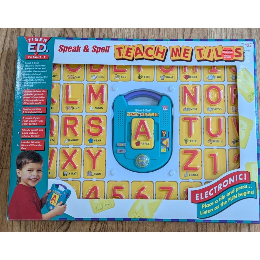 Speak & Spell Teach Me Tiles Tiger ED Electronics Vintage Rare 1998 New in Box